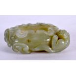 AN EARLY 20TH CENTURY CHINESE CARVED JADE BRUSH WASHER Late Qing/Republic. 7 cm x 5.75 cm.