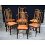 A collection of 6 mid century upholstered wooden dining chairs 104cm (6)