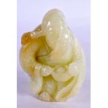A CHINESE CARVED GREEN JADE FIGURE OF A SCHOLAR 20th Century. 8.25 cm x 6 cm.