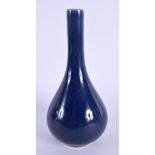 A CHINESE MONOCHROME BLUE PORCELAIN VASE 20th Century. 14 cm high.