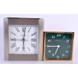 TWO TIFFANY & CO CLOCKS. 9 cm x 11 cm. (2)