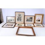 A collection of framed coloured etchings, photographs, prints etc 15 x 19 cm (9).