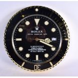 A ROLEX SHOP DISPLAY ADVERTISING WALL CLOCK. 33 cm diameter.