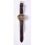 A VINTAGE TIGERS EYE STYLE GENTLEMANS WRISTWATCH. 4.25 cm wide inc crown.