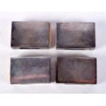 FOUR SILVER MATCHBOX HOLDERS. Stamped Sterling, 1.4cm x 4.2cm x 2.8cm, total weight of silver 88g