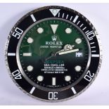 A ROLEX SHOP DISPLAY ADVERTISING WALL CLOCK. 33 cm diameter.