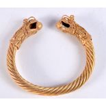 A Chinese gilt metal Serpent head bracelet 7.5cm,