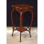 A large carved wood mid century 2 tier pot stand 75 x 38 x 38 cm