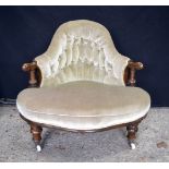 AN UNUSUAL VICTORIAN GREEN UPHOLSTERED CHAIR. 75 cm x 66 cm.