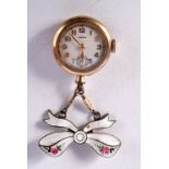 AN ART DECO ENAMELLED FOB WATCH. 5.5 cm x 3 cm.