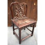 A 19TH CENTURY CHINESE CARVED WOOD SINGLE CHAIR Qing. 88 cm x 50 cm.