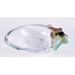 A FRENCH DAUM GLASS LIZARD DISH. 5 cm x 11 cm.