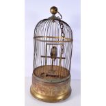 A CHARMING ANTIQUE SINGING BIRD AUTOMATON BIRD CAGE. 50 cm x 15 cm.