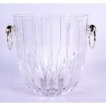 A LARGE CUT GLASS TWIN HANDLED WINE COOLER. 22 cm x 18 cm.