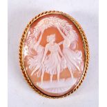 A 9CT GOLD CAMEO BROOCH. 12.5 grams. 4.5 cm x 3.5 cm.