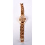 A GOOD 18CT GOLD LONGINES FLAGSHIP WRISTWATCH with 18ct gold strap. 89.3 grams. 3.6 cm wide inc crow