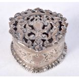 ANTIQUE VICTORIAN STERLING SILVER PIERCED LID TRINKET BOX BY HASELER BROTHERS (EDWARD JOHN HASELER &