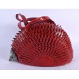 A CHARMING NOVELTY RED LEATHER HEDGEHOG HANDBAG. 33 cm x 20 cm.