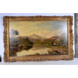 George F Buchanan 1800-1864 large framed oil on canvas of a lake in a mountainous landscape 60 x 101