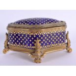 A FINE 19TH CENTURY FRENCH ENAMELLED GILT METAL CASKET Tajan of Paris. 12 cm x 8 cm.