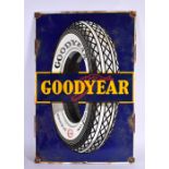 A VINTAGE GOODYEAR ALL WEATHER TYRE ADVERTISING SIGN. 58 cm x 38 cm.