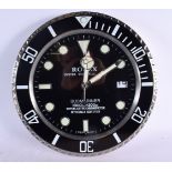 A ROLEX SHOP DISPLAY ADVERTISING WALL CLOCK. 33 cm diameter.