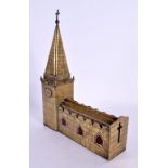 A RARE GEORGE III BRONZE MONEY BOX in the form of a church tower. 18 cm x 25 cm.