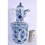 A LARGE CHINESE BLUE AND WHITE ISLAMIC STYLE PORCELAIN EWER AND COVER 20th Century. 38 cm x 12 cm.