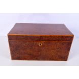 A 19th Century 3 section Walnut Burr caddy 14 x 27.5 x 15cm.