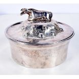 A VICTORIAN SILVER LIDDED COW BUTTER DISH by Roberts & Hall, with unmarked base. Sheffield 1851. 278