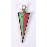 AN ENAMEL PENDANT. 4.7cm x 1.6cm, weight 6.9g