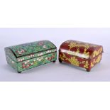 TWO CHINESE REPUBLICAN PERIOD CLOISONNE ENAMEL BOXES. Largest 11 cm x 8.5 cm. (2)