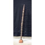 An African Tribal Yoruba carved mounted staff 113 cm.