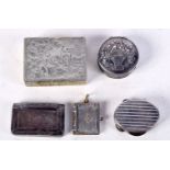 FIVE SILVER BOXES. Largest 1.3cm x 4cm x 3.1cm, total weight 56.2g (5)