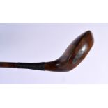 A D & W AUCHTERLONIE OF ST ANDREWS PERSIMMON WOOD DRIVING GOLF CLUB with hickory shaft. 110 cm long.