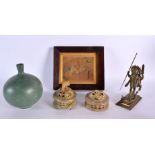 A JAPANESE TAISHO PERIOD BRONZE VASE together with an Indian bronze etc. (5)