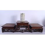 A LARGE 19TH CENTURY CHINESE CARVED HARDWOOD THREE STEPPED STAND Qing. 54 cm x 18 cm x 16 cm.