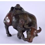 A CHINESE BRONZE FIGURE OF A BULLOCK 20th Century. 15 cm x 13 cm.