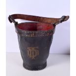 AN ANTIQUE COUNTRY HOUSE LEATHER BUCKET. 48 cm x 24 cm inc handle.