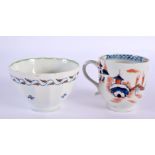 18th century Lowestoft Dolls House pattern coffee cup and a rare Lowestoft faceted teabowl with trai