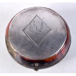 A RARE GEORGE III SILVER INLAID TORTOISESHELL POCKET WATCH HOLDER. 5.25 cm wide.