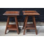 A pair of carved wood Indian low tables 45 x 33 cm (2)