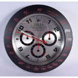 A ROLEX SHOP DISPLAY ADVERTISING WALL CLOCK. 33 cm diameter.