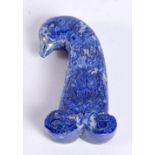 A Chinese carved Lapis Lazuli bird head dagger handle 9 cm.