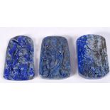 A collection of Chinese Lapis Lazuli pendants 6 x 4 cm (3).