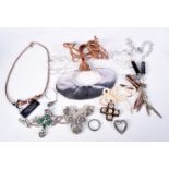 SILVER JEWELLERY etc. 176 grams. Largest 13.5 cm x 8 cm. (qty)