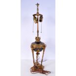 A LARGE FRENCH EMPIRE STYLE COUNTRY HOUSE BRONZE LAMP. 62 cm high.