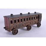 AN ANTIQUE WALLWORKS PATENT CAST IRON TRAIN CARRIAGE. 22 cm wide.