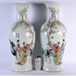 A LARGE PAIR OF CHINESE REPUBLICAN PERIOD FAMILLE ROSE VASES painted with figures in landscapes. 56