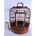 A LARGE CHINESE REPUBLICAN PERIOD BAMBOO AND BONE BIRD CAGE. 38 cm x 22 cm.